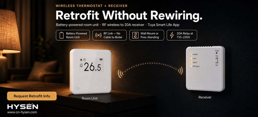 Новинка: беспроводной термостат HY213RF (Wi-Fi + RF) с приемником — комфорт без лишних проводов для систем водяного отопления.