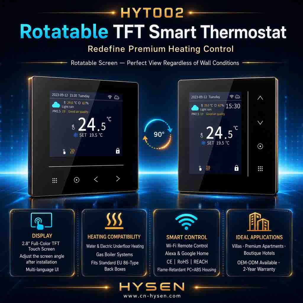 Поворотный интеллектуальный термостат HYT002 с TFT-дисплеем